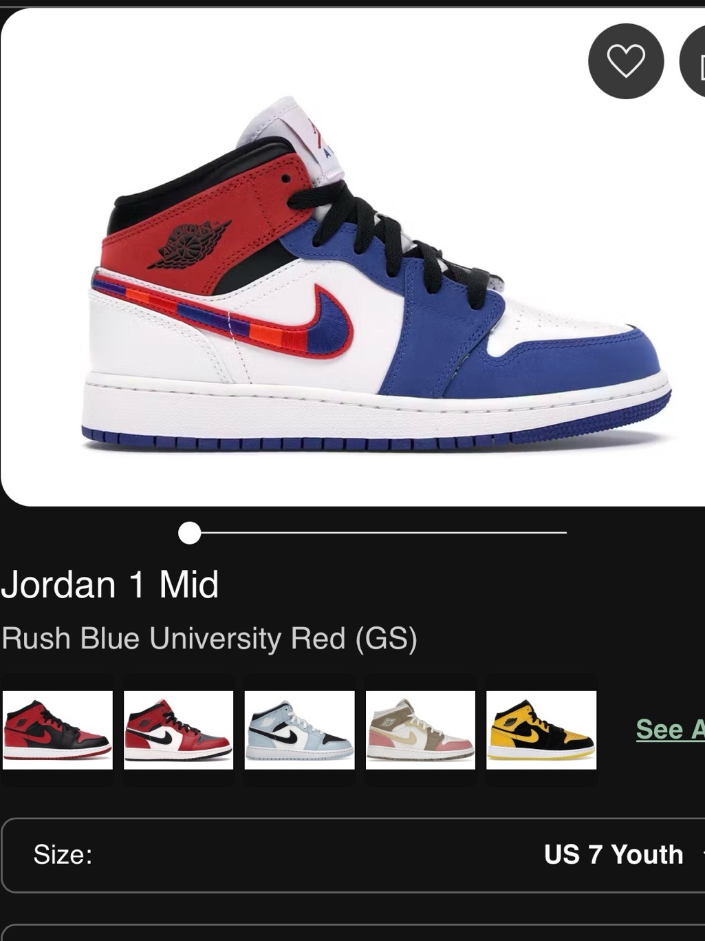 Jordan 1 Mid - Blue, Red, White, Black (Worn Once, Like New)